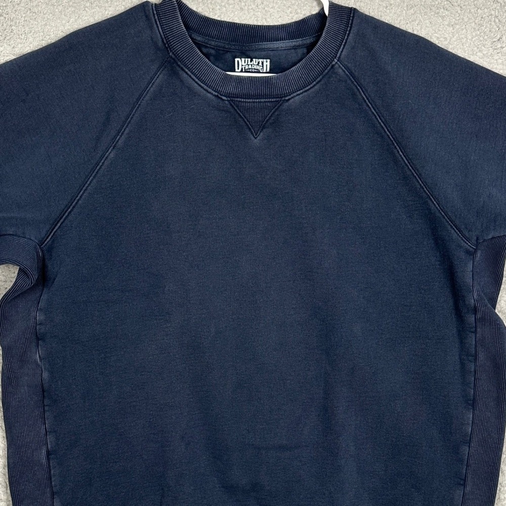 Duluth Trading Co Sweatshirt Mens XL Navy Blue Crewneck Raglan Short Sleeve EUC